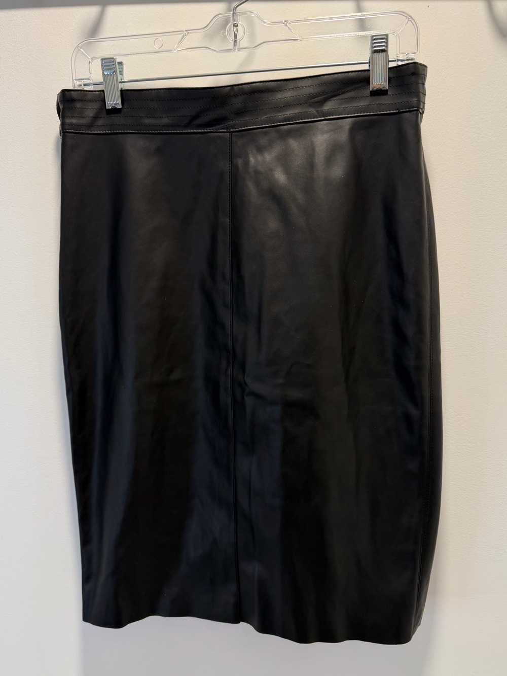 LUXE Black Faux Leather Midi Skirt Size 12 NWT